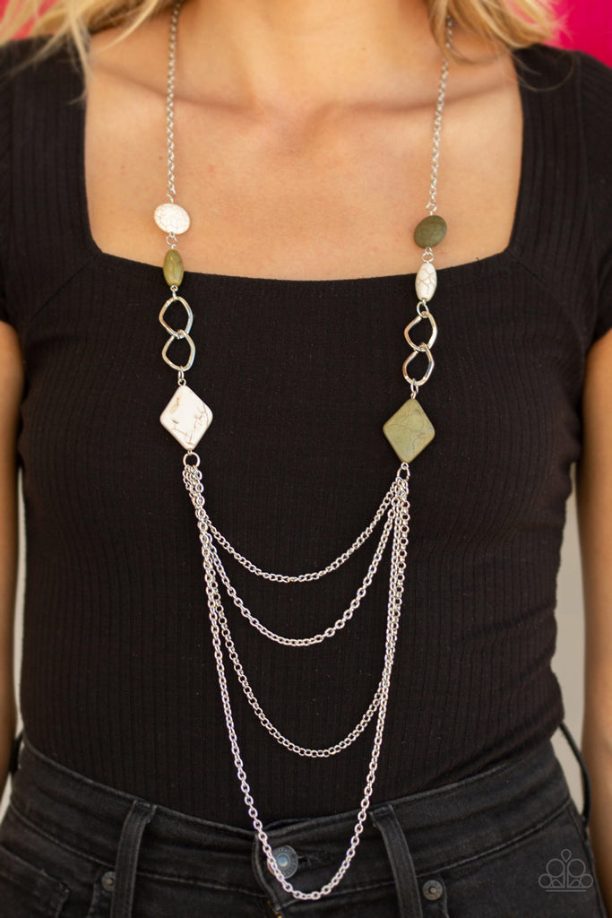 Paparazzi Accessories Desert Dawn green white stone necklace