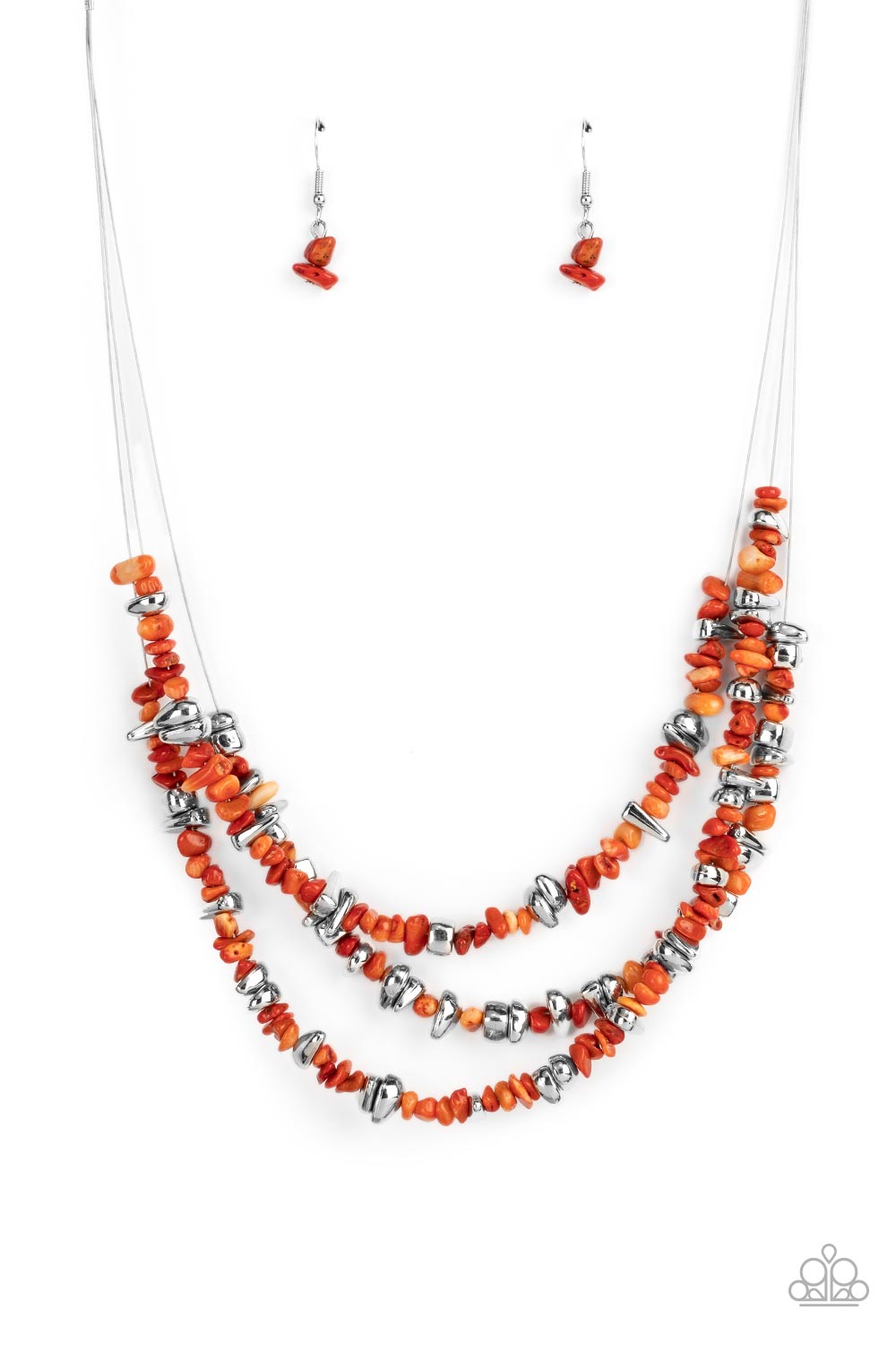 Paparazzi Accessories Placid pebbles orange necklace
